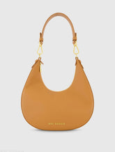 Brown Grain Leather Hobo Bag With Gold Hardware