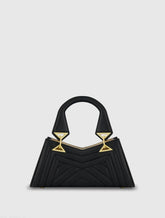 Black Angular Quilted Napa Leather Handbag