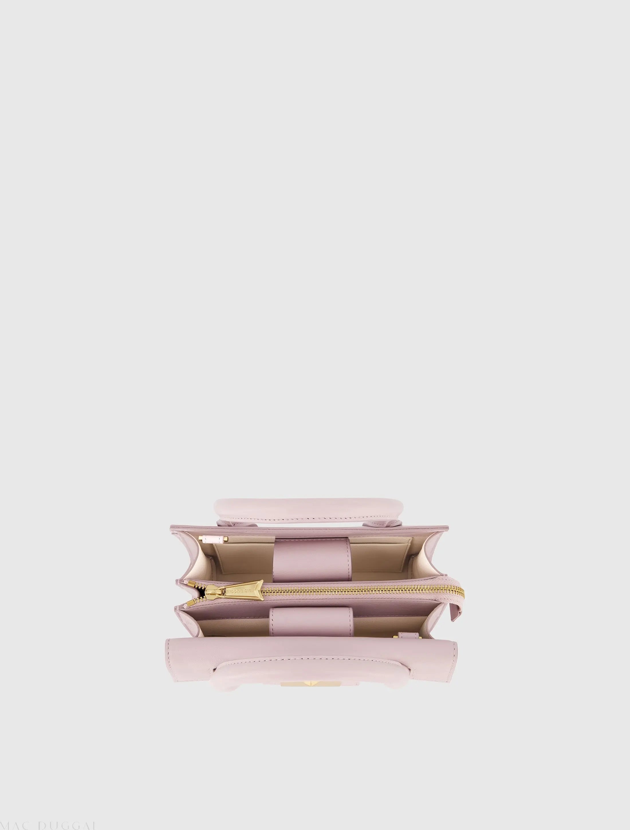 Purple Small Leather Tote Bag With Gold Hardware